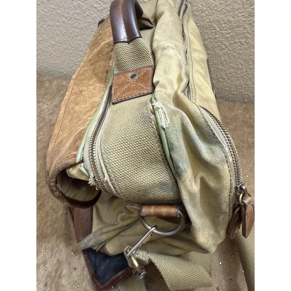 Bob Timberlake Messenger Carry On Laptop Overnight Canvas Leather‎ Luggage Bag
